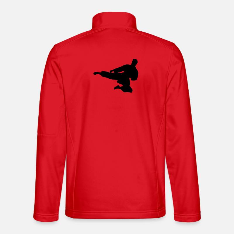 Karate oder Taekwondo sprangen seitwärts - Unisex Softshelljacke - Rot