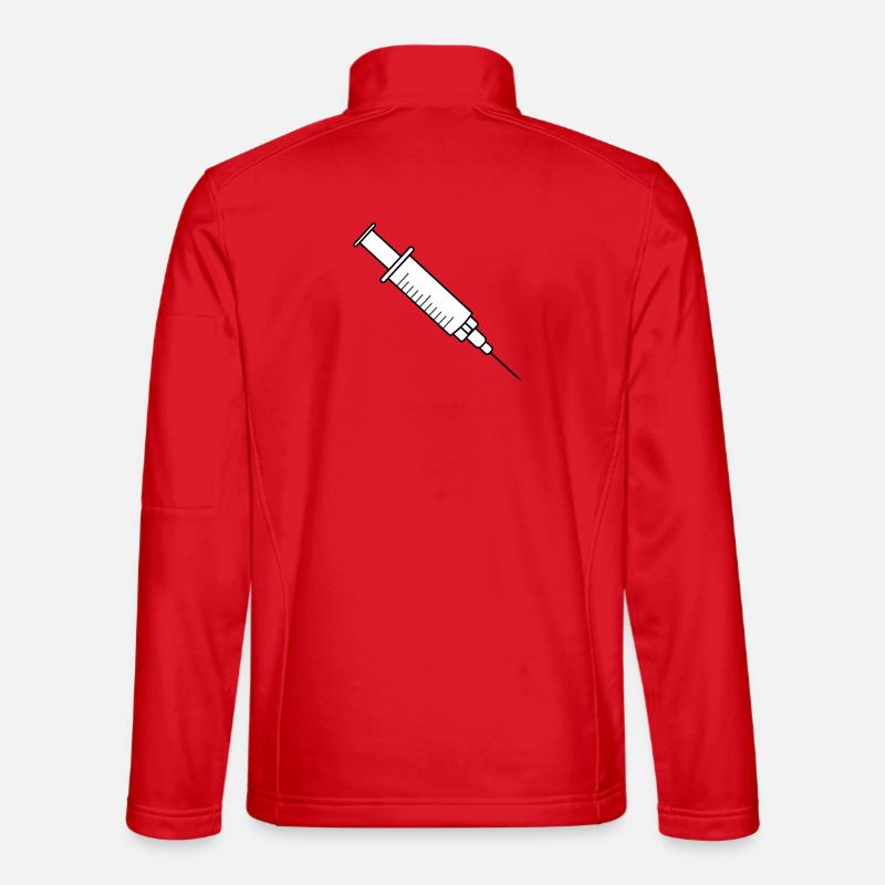 Impfspritze mit Medikamenten und Nadel - Unisex Softshelljacke - Rot