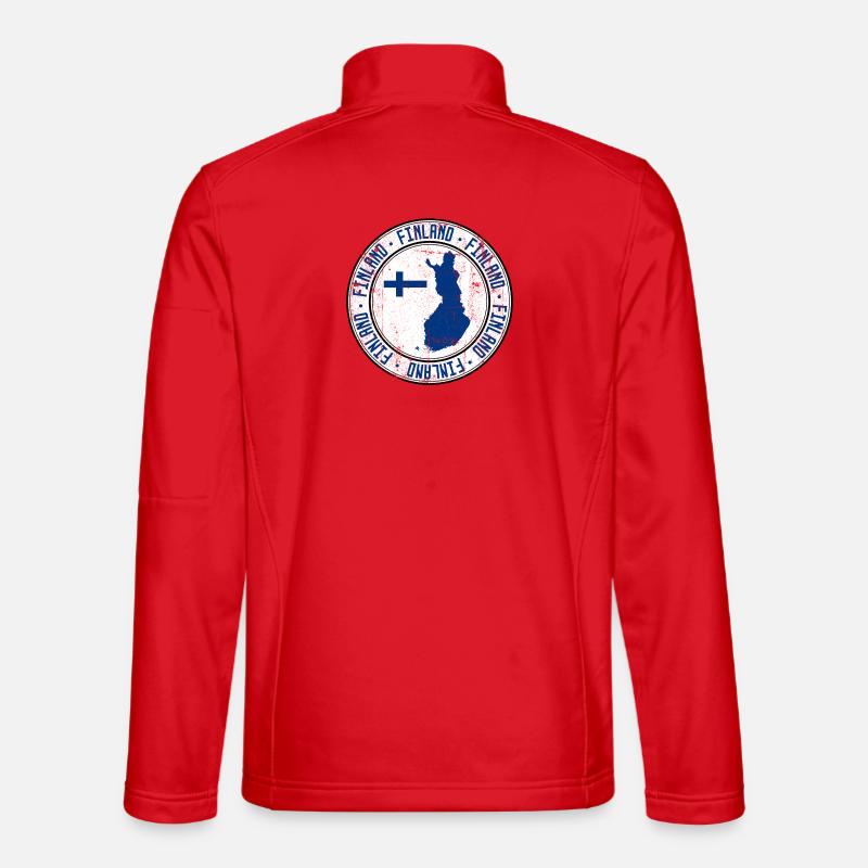 Finnland-Karten-Rundwappen mit Flagge - Unisex Softshelljacke - Rot