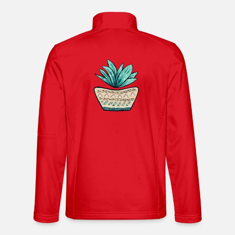 Succulent Pot Pattern - Unisex Softshell Jacket - red