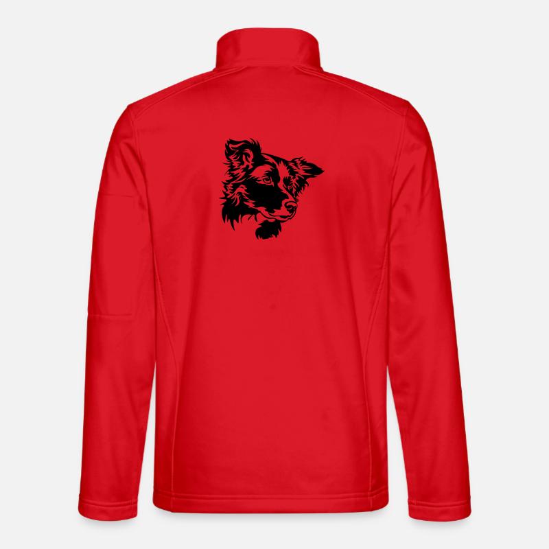 Border Collie Kopf - Unisex Softshelljacke - Rot