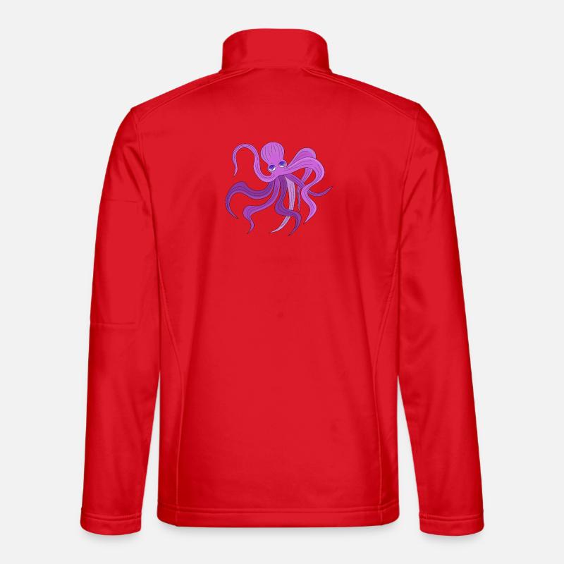 A fluffy octopus swinging tentacles - Unisex Softshell Jacket - red