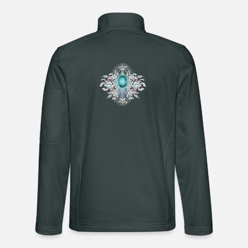 Kunstvolle Vogel Federn mit Türkis im Ethno Stil Unisex Softshelljacke