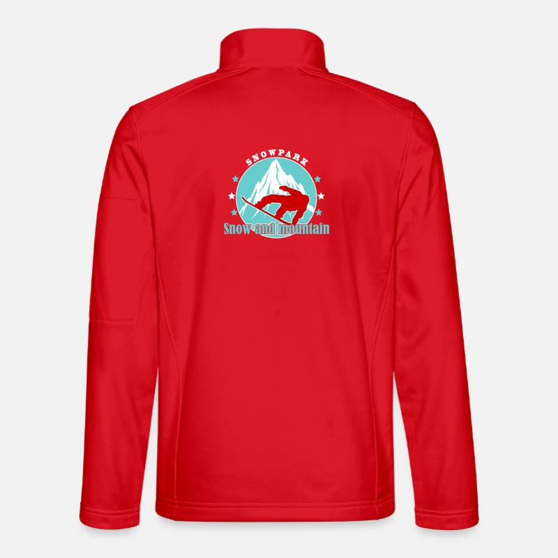 Berg- und Alpinski-Illustration - Unisex Softshelljacke - Rot