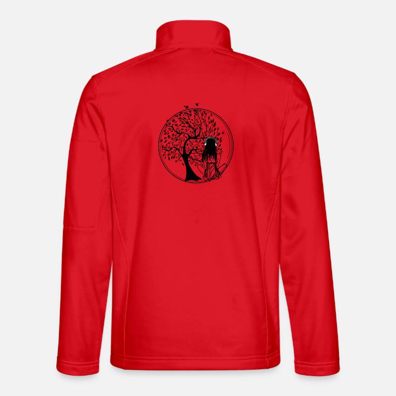 Tree Silhouette Earbuds - Unisex Softshell Jacket - red