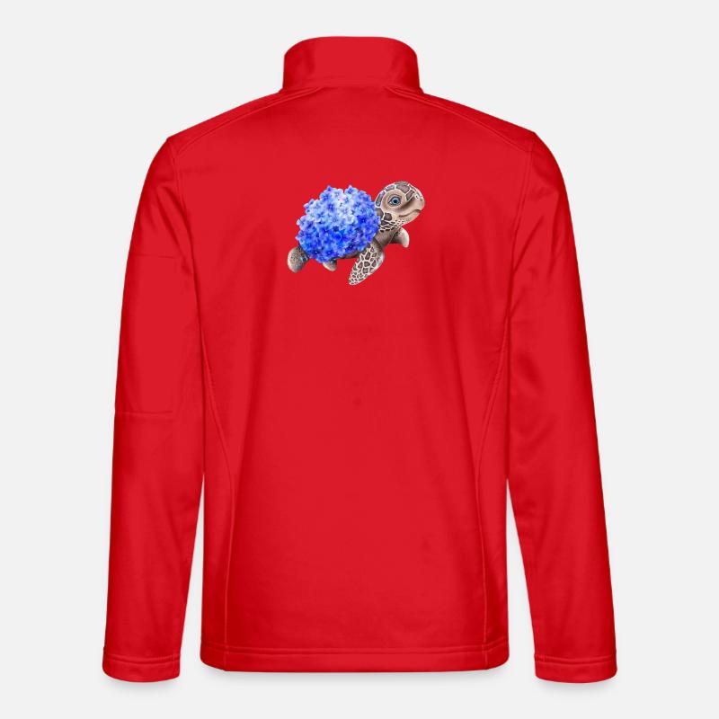 Turtle with Hydrangea - Unisex Softshell Jacket - red