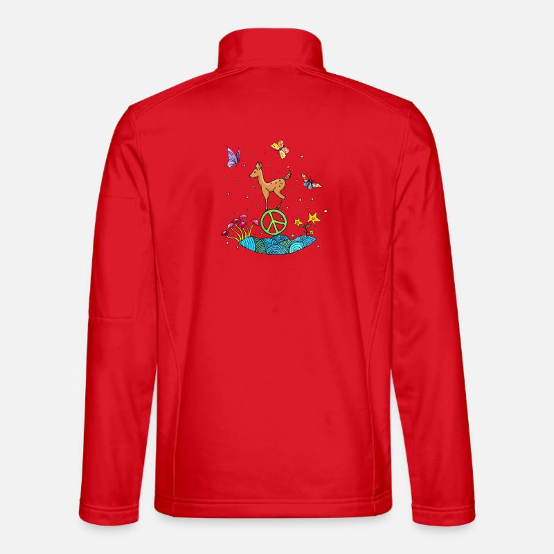Fawn Peace Cute Illustration - Unisex Softshell Jacket - red
