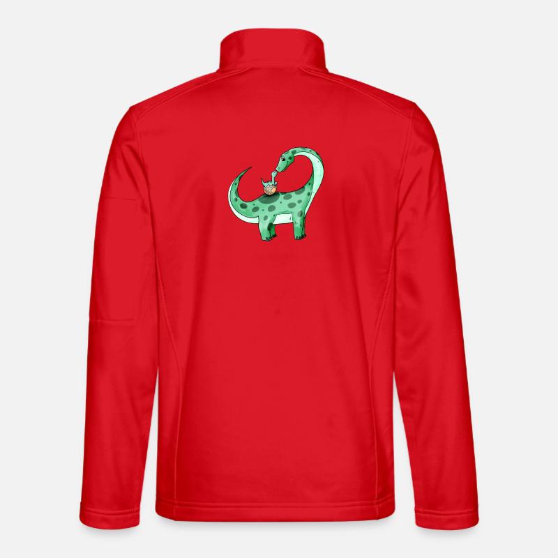 Dinosaurs with Baby Dinosaurs - Unisex Softshell Jacket - red
