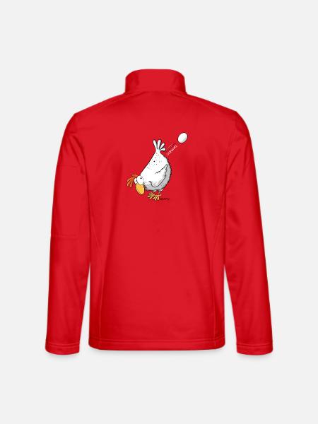 Lustiges Huhn legt ein Ei I Hühner Motiv - Unisex Softshelljacke - Rot