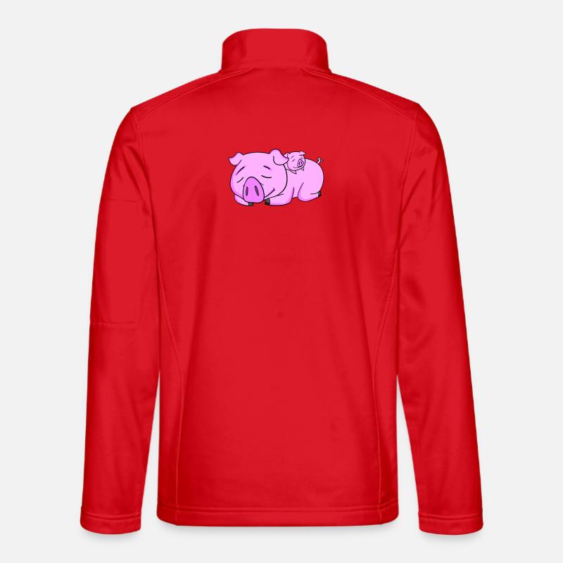 Pig with baby pig - Unisex Softshell Jacket - red