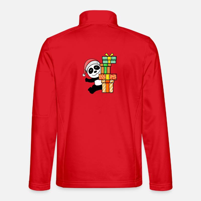 Christmas Panda with gifts - Unisex Softshell Jacket - red
