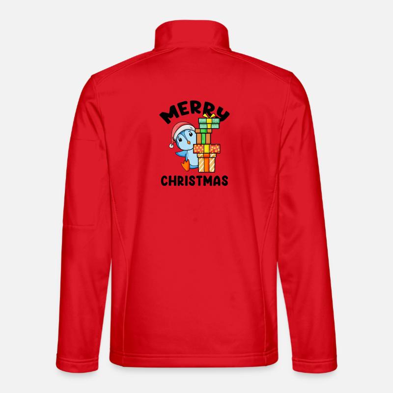 Merry Christmas Penguin Motif - Unisex Softshell Jacket - red