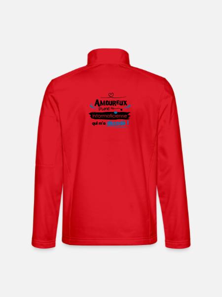 Amoureux d'une informaticienne ! humour geek - Veste en tissu softshell Unisexe - rouge - Dos
