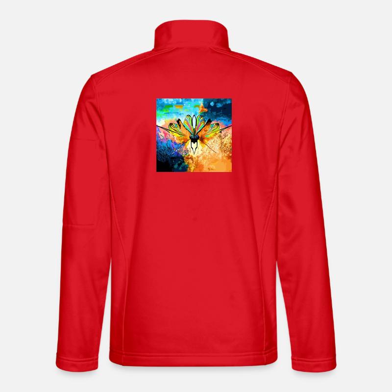 Bunter Falter im Farbmeer - Unisex Softshelljacke - Rot