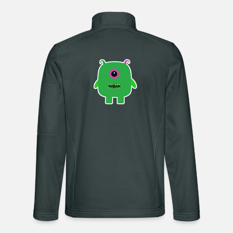 Green Cyclops Monster | Cute Square Alien  Unisex Softshell Jacket