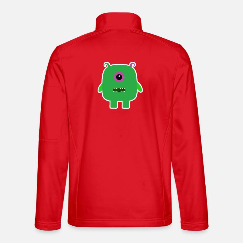 Monstre Cyclope Vert | Extraterrestre carré mignon - Veste en tissu softshell Unisexe - rouge