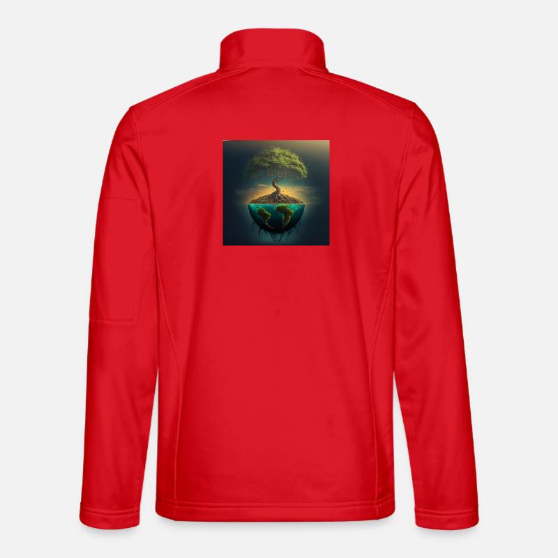 Welttree: Baum über halber Kugel - Unisex Softshelljacke - Rot