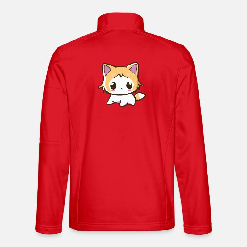 Kawaii Chibi Katze – Süßes Anime-Kätzchen - Unisex Softshelljacke - Rot