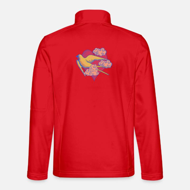 Heart bird in pop art style - Unisex Softshell Jacket - red