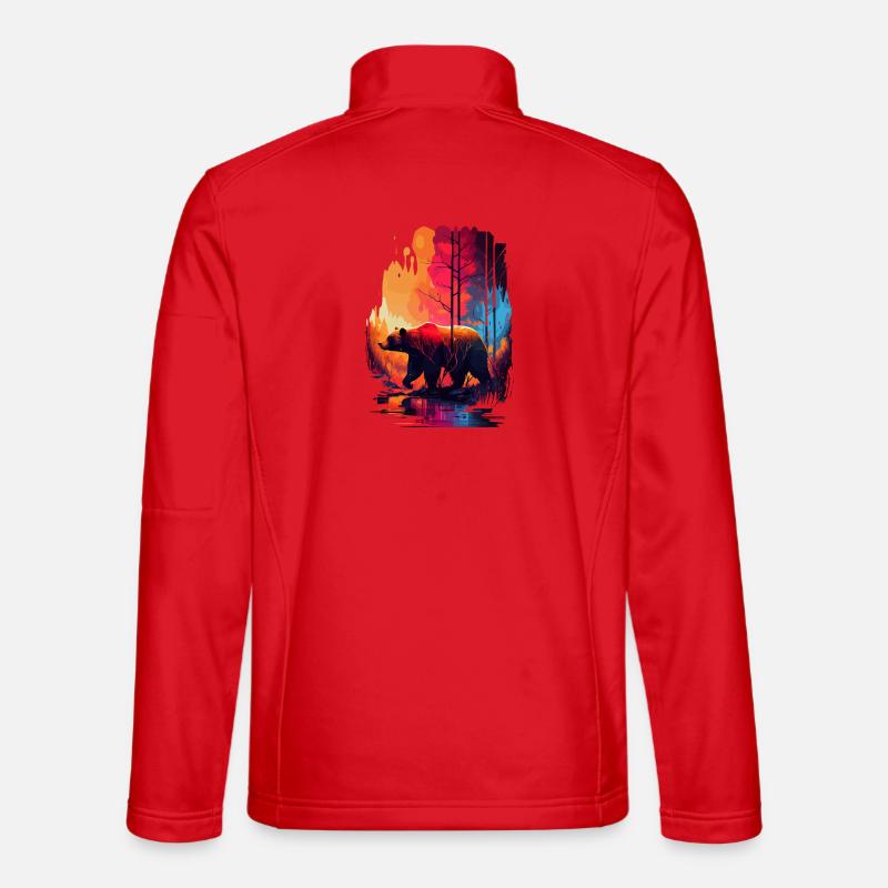 Bär im Wald bunt - Unisex Softshelljacke - Rot