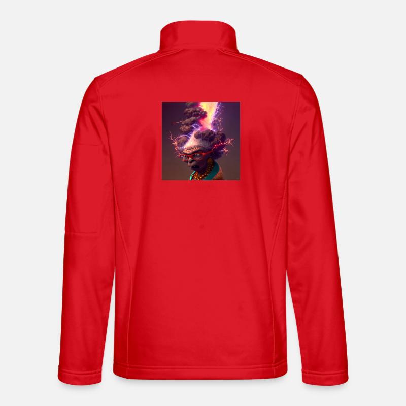 elektrik-Porträt 13 – Neonvulkanische Großmutter - Unisex Softshelljacke - Rot