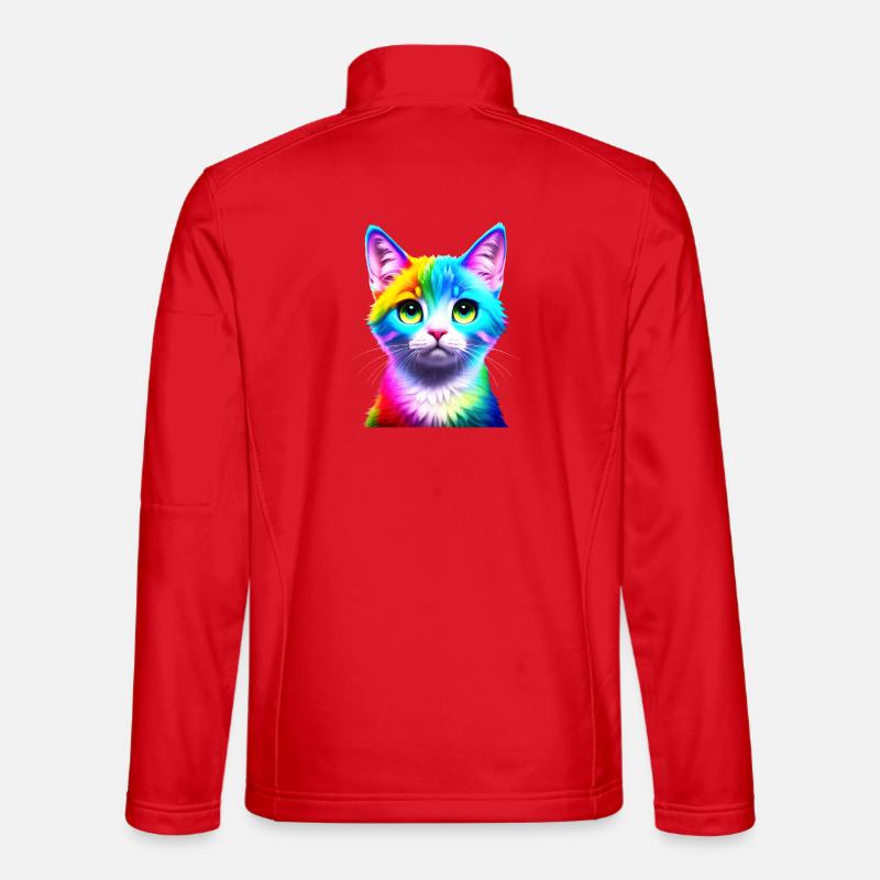 Regenbogenkatze Neonkunst - Unisex Softshelljacke - Rot