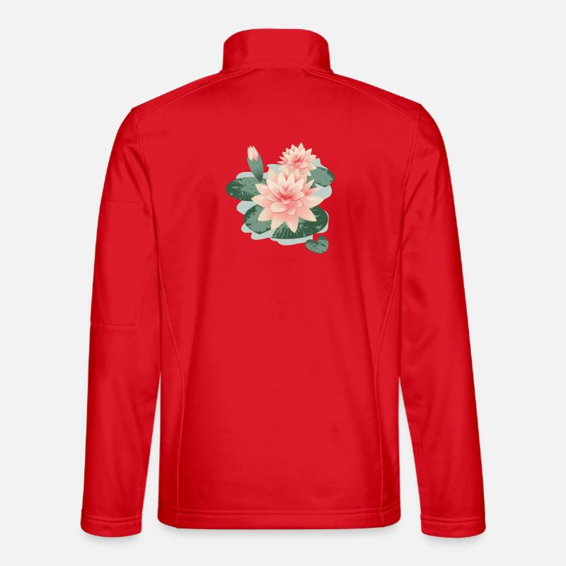 Fleurs de nénuphars avec bourgeon dans l’étang de nénuphars Veste en tissu softshell Unisexe