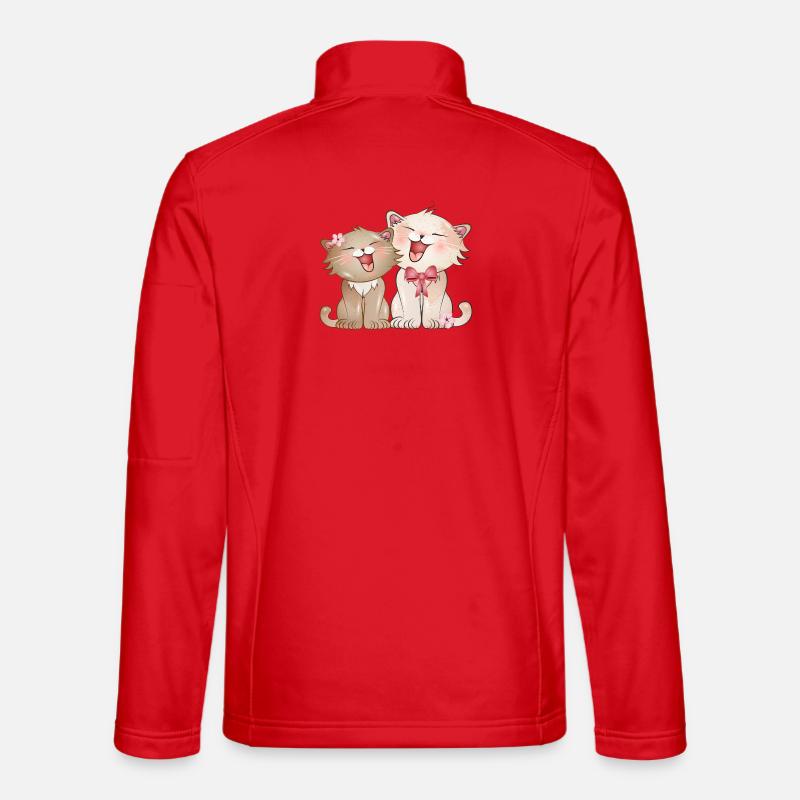 two cute singing cats children - Unisex Softshell Jacket - red