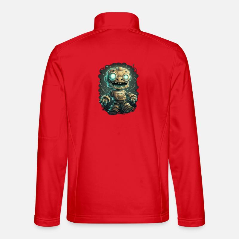 Steampunk Robot with Glowing Eyes - Unisex Softshell Jacket - red