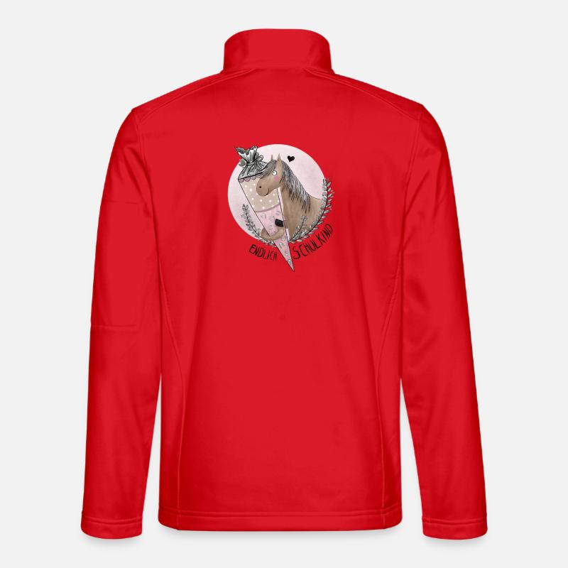 Endlich Schulkind Pferd mit Schultüte - Unisex Softshelljacke - Rot