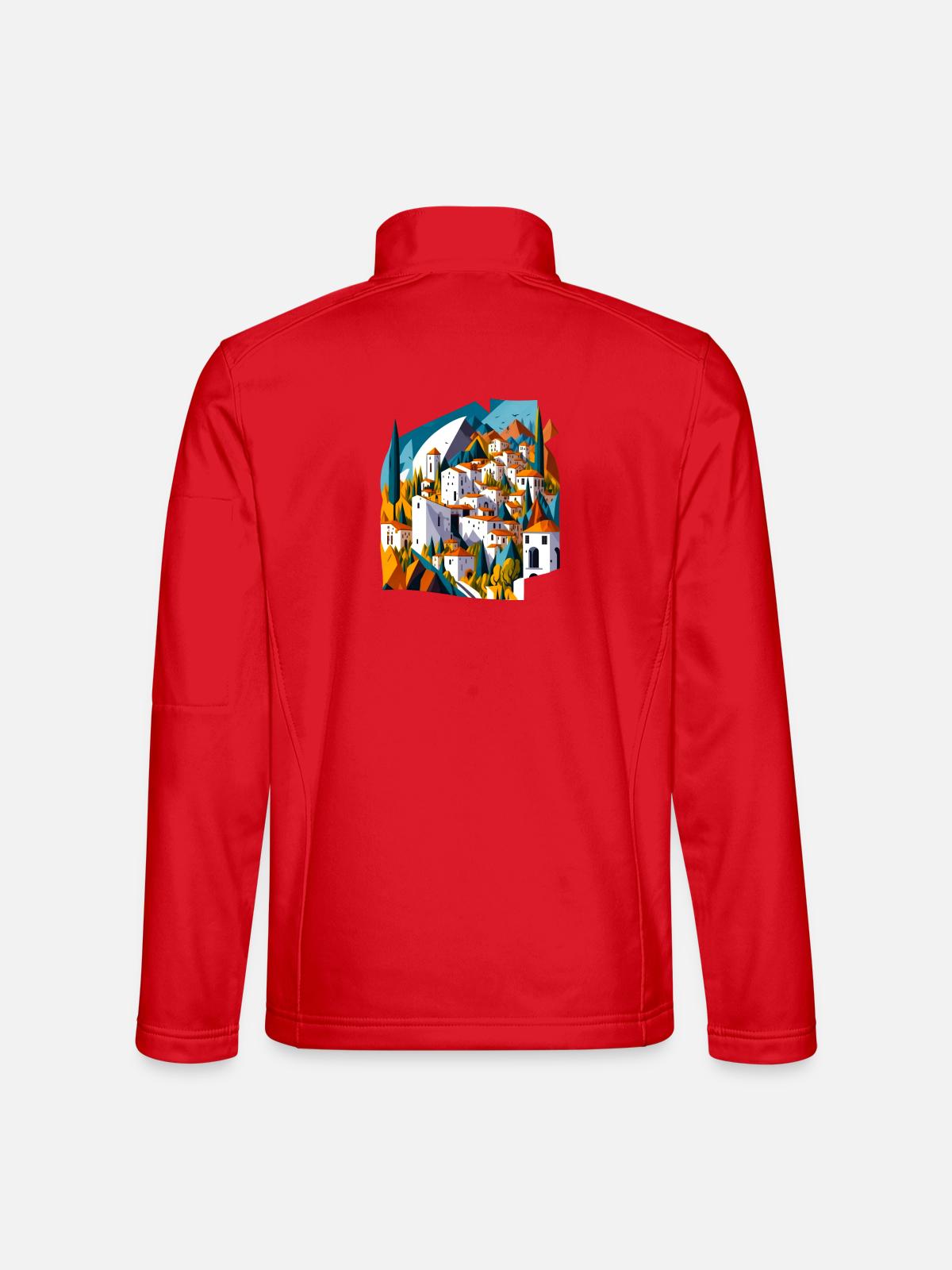 Mediterranes Bergdorf - Unisex Softshelljacke - Rot - Hinten