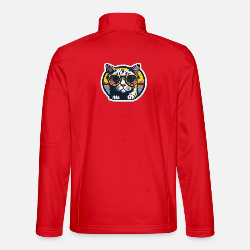 Katze mit Brille - Unisex Softshelljacke - Rot