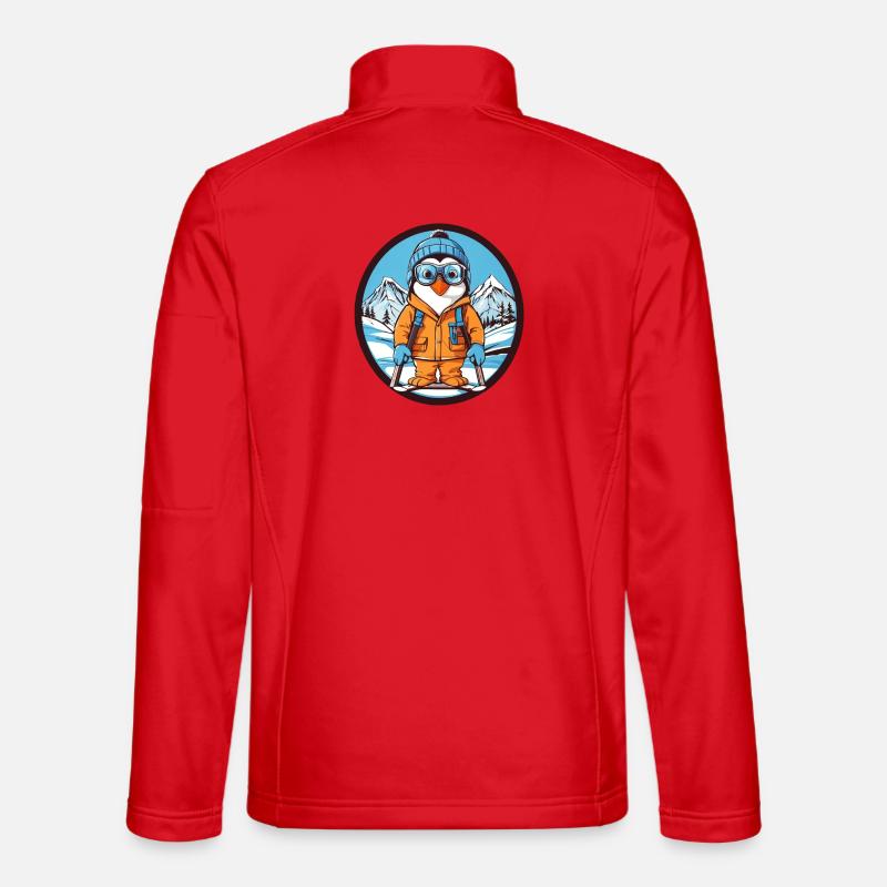 Süßer Pinguin im Wintermantel - Unisex Softshelljacke - Rot