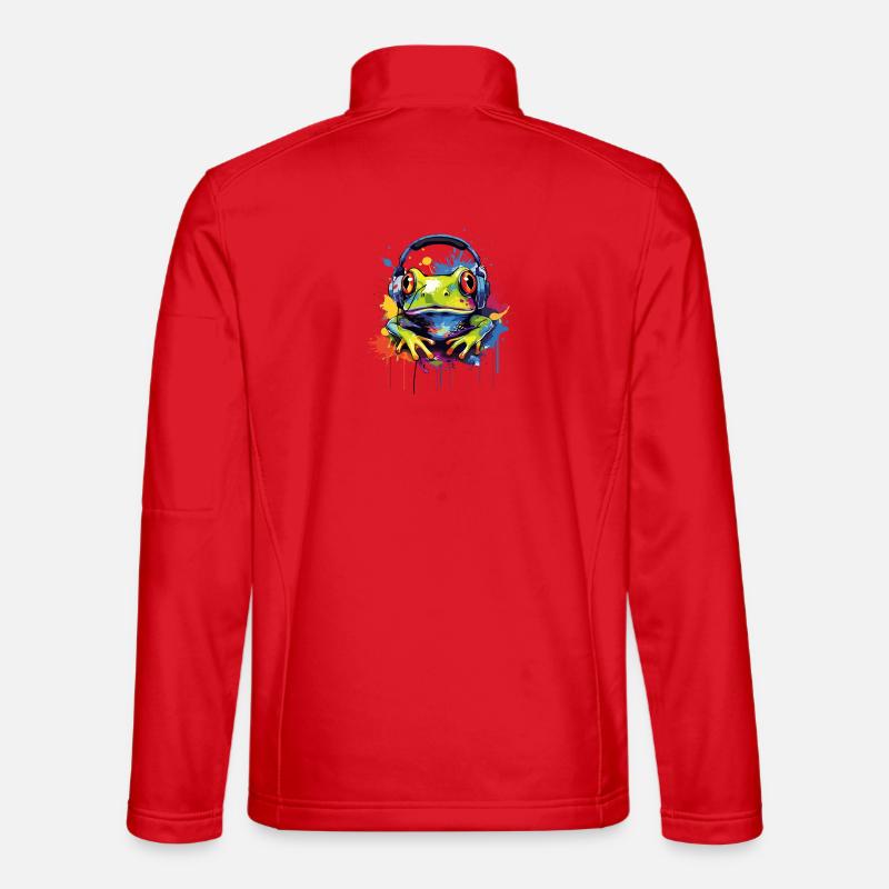 Frosch mit Kopfhörer Frösche Tiere - Unisex Softshelljacke - Rot