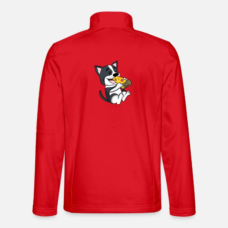 Boston Terrier Dog Pizza - Unisex Softshell Jacket - red