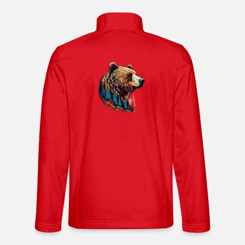 Bär mit Waldschmuck - Unisex Softshelljacke - Rot