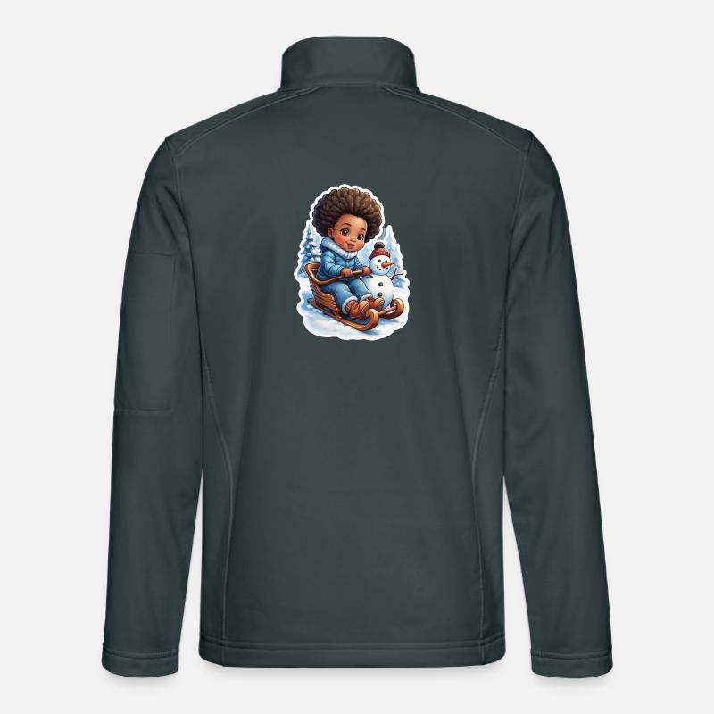 Winter fun with snowman and sleigh Unisex Softshell Jacket