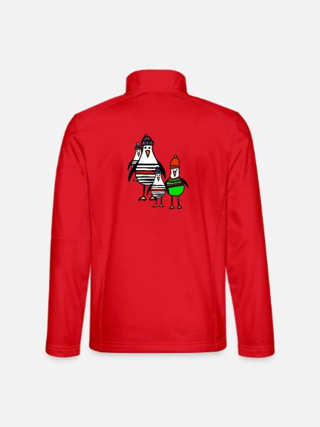 Streifige Pinguine im Winter - Unisex Softshelljacke - Rot