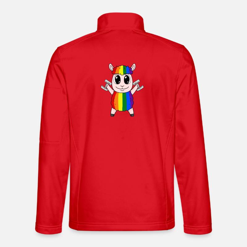 Regenbogen Schaf mit Hanteln Unisex Softshelljacke