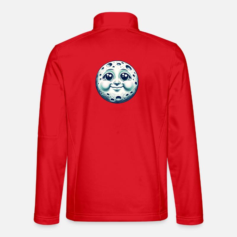 Funny Moon with Face - Unisex Softshell Jacket - red