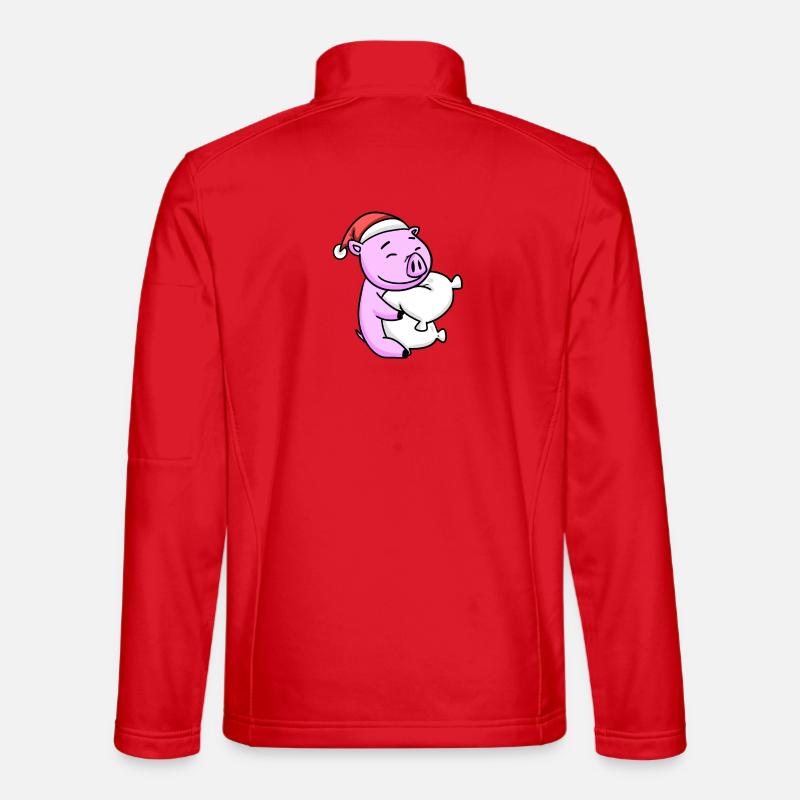 Pig Cute Tired Christmas - Unisex Softshell Jacket - red