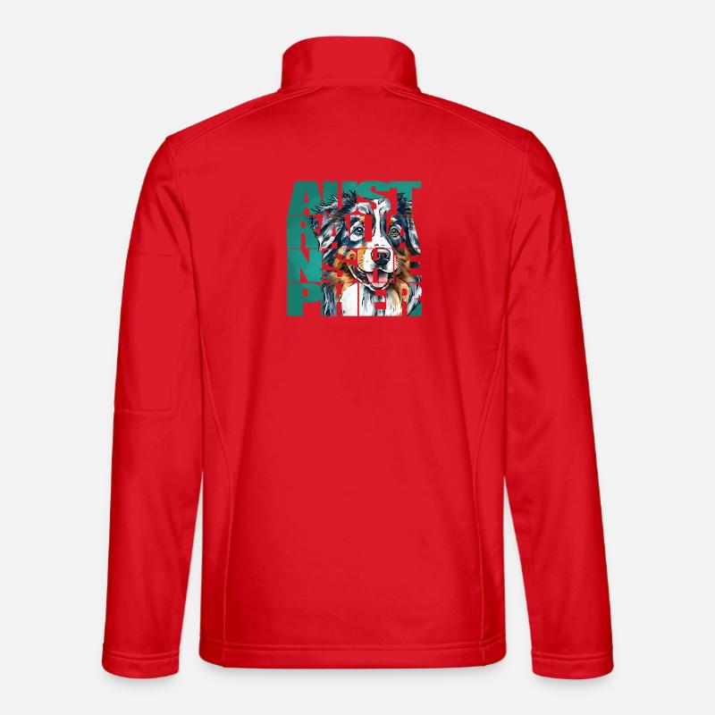 Australian Shepherd Portrait - Unisex Softshelljacke - Rot