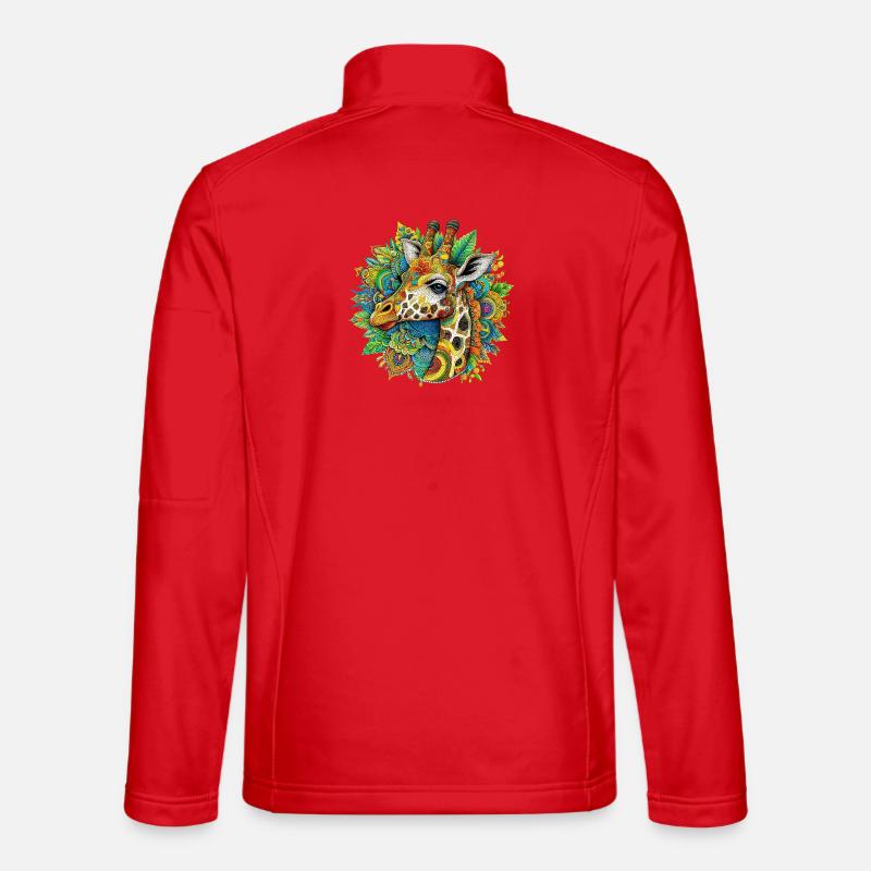 Giraffe mit Mandalas verziert - Unisex Softshelljacke - Rot