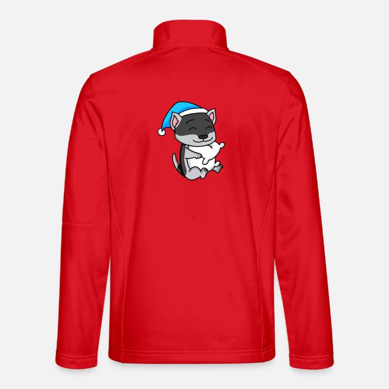 Siberian Husky Sleeping Fatigue Dog - Unisex Softshell Jacket - red