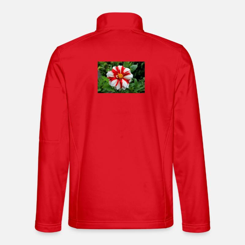 Dahlia White Red Blossom ,Flower - Unisex Softshell Jacket - red