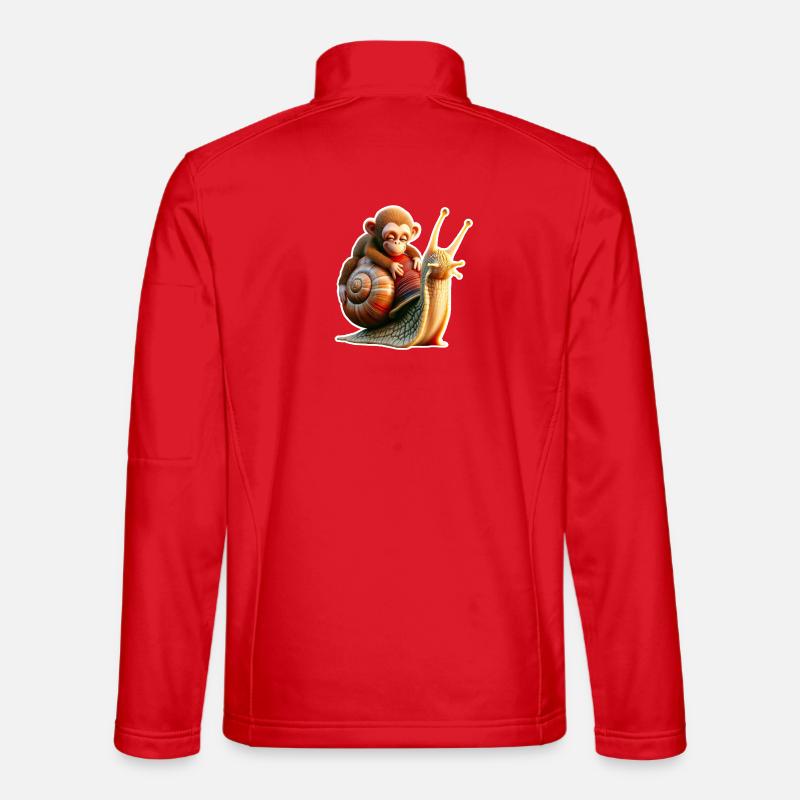 Affe auf Schnecke: Verspielte Freundschaft - Unisex Softshelljacke - Rot