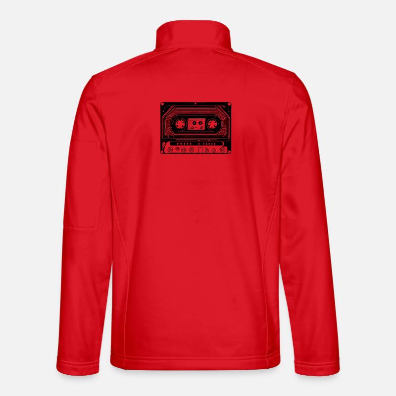 Retro Design Audio Cassette Black - Unisex Softshell Jacket - red