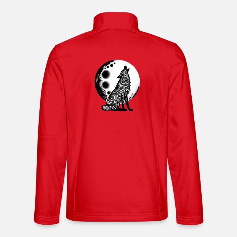 Wolf howls at the moon - Unisex Softshell Jacket - red
