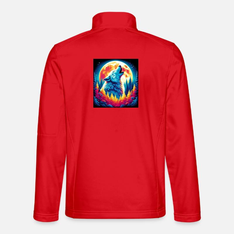 Wolf howls at the moon - Unisex Softshell Jacket - red
