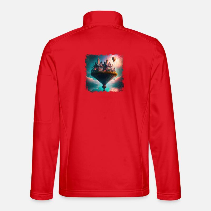 Fantasy schwebendes Dorf - Unisex Softshelljacke - Rot